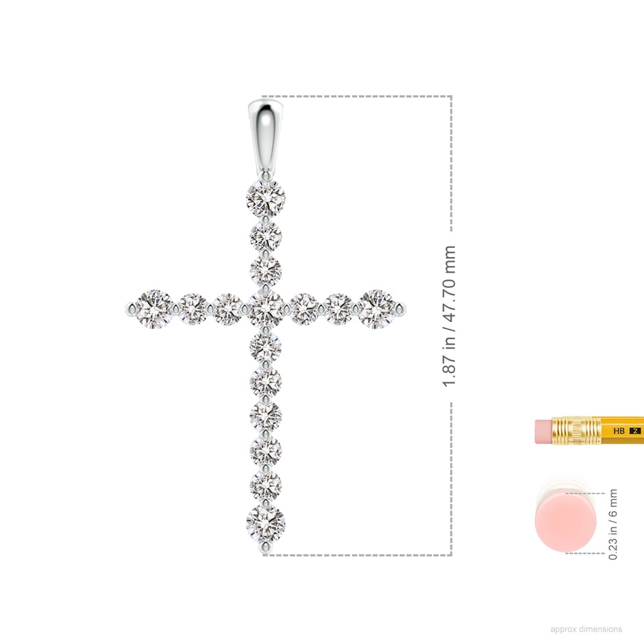 3.6mm IJI1I2 Floating Round Diamond Dotted Cross Pendant in P950 Platinum ruler