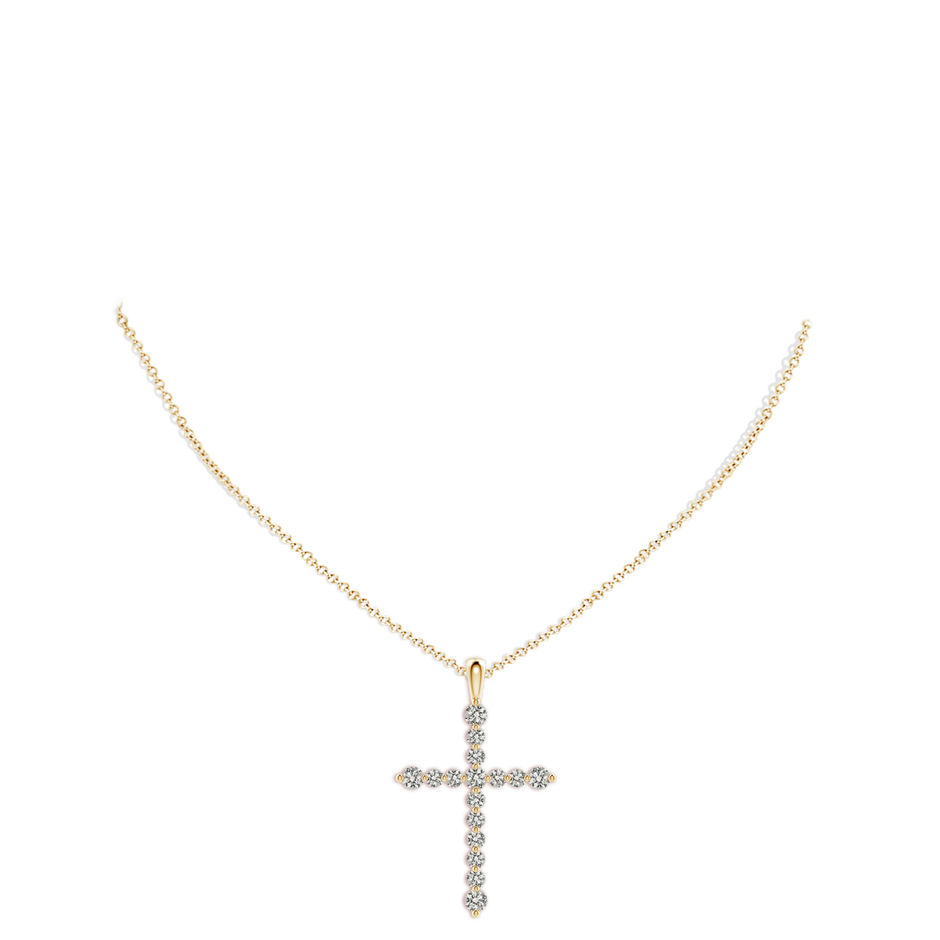 3.6mm KI3 Floating Round Diamond Dotted Cross Pendant in Yellow Gold pen