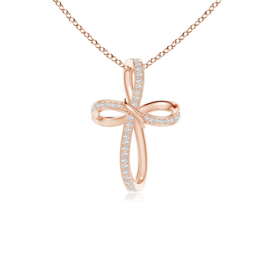 0.85mm GVS2 Pave-Set Diamond Infinity Cross Pendant in Rose Gold 