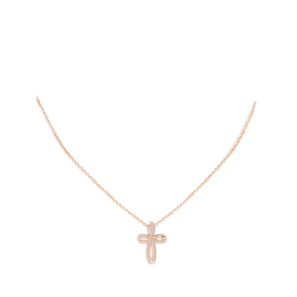 0.85mm GVS2 Pave-Set Diamond Infinity Cross Pendant in Rose Gold Body-Neck