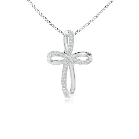 0.85mm GVS2 Pave-Set Diamond Infinity Cross Pendant in White Gold