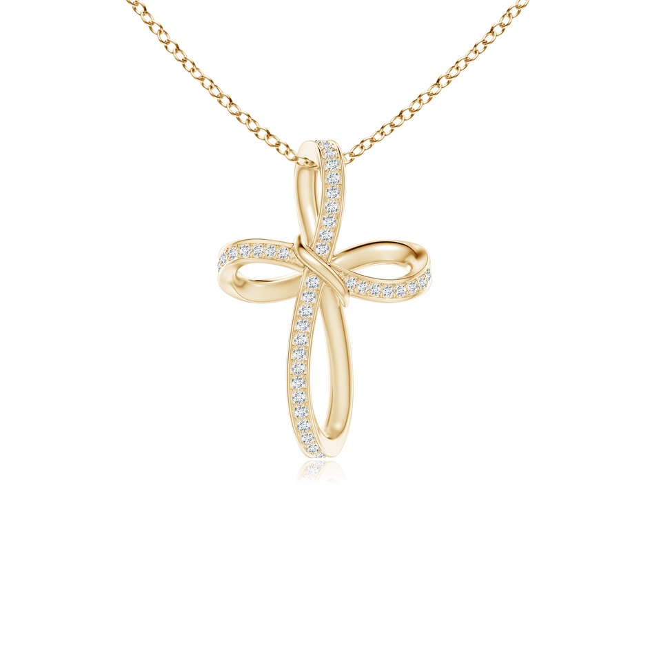 0.85mm GVS2 Pave-Set Diamond Infinity Cross Pendant in Yellow Gold 