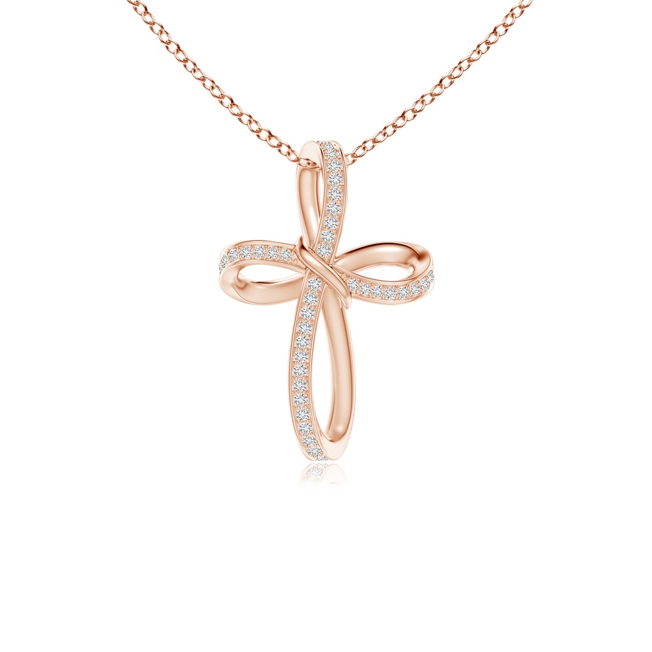 0.85mm HSI2 Pave-Set Diamond Infinity Cross Pendant in Rose Gold 