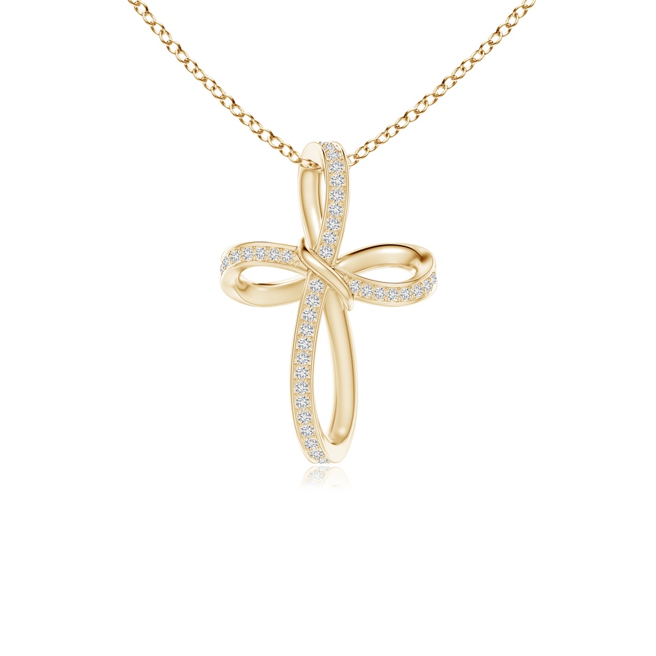 0.85mm HSI2 Pave-Set Diamond Infinity Cross Pendant in Yellow Gold 