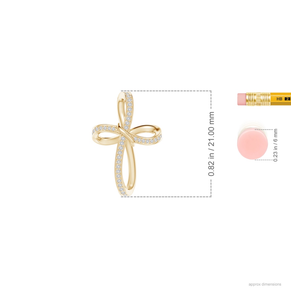 0.85mm HSI2 Pave-Set Diamond Infinity Cross Pendant in Yellow Gold ruler