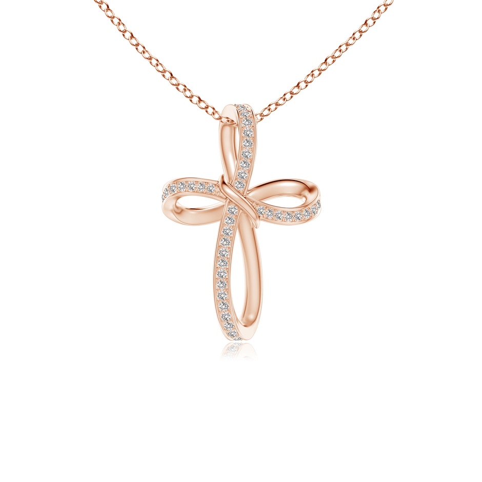 0.85mm IJI1I2 Pave-Set Diamond Infinity Cross Pendant in Rose Gold 