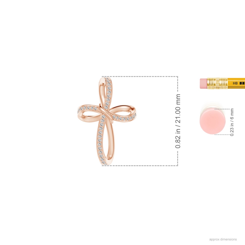 0.85mm IJI1I2 Pave-Set Diamond Infinity Cross Pendant in Rose Gold ruler