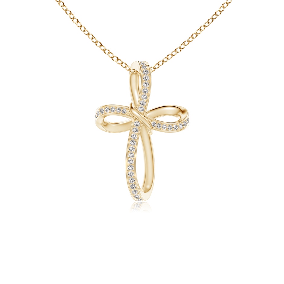 0.85mm IJI1I2 Pave-Set Diamond Infinity Cross Pendant in Yellow Gold 