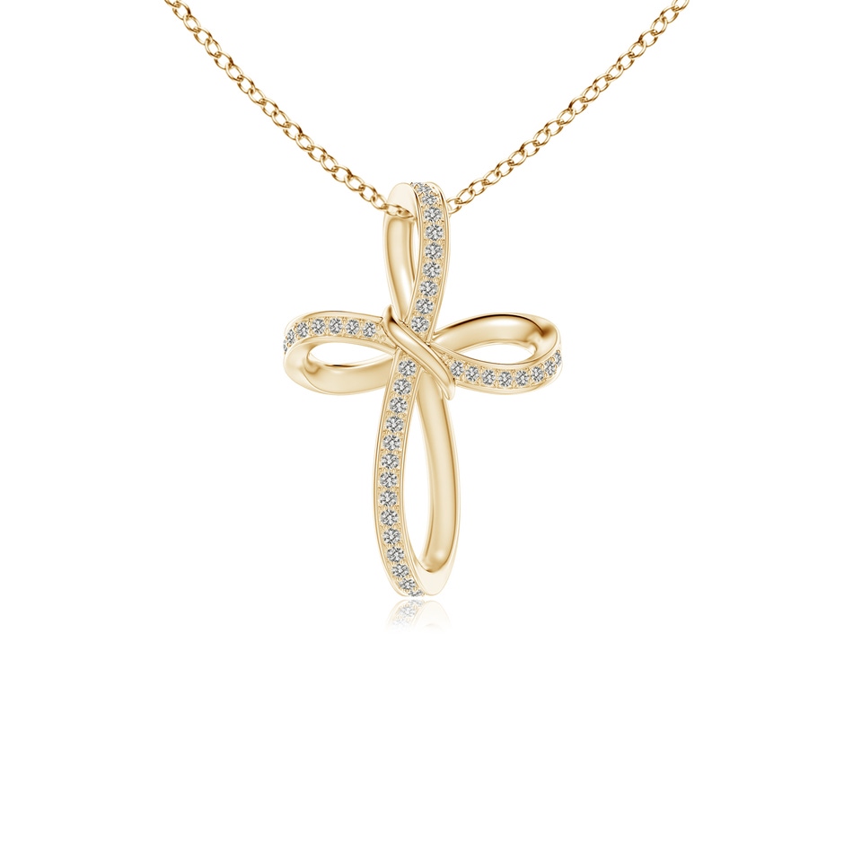 0.85mm KI3 Pave-Set Diamond Infinity Cross Pendant in 9K Yellow Gold 