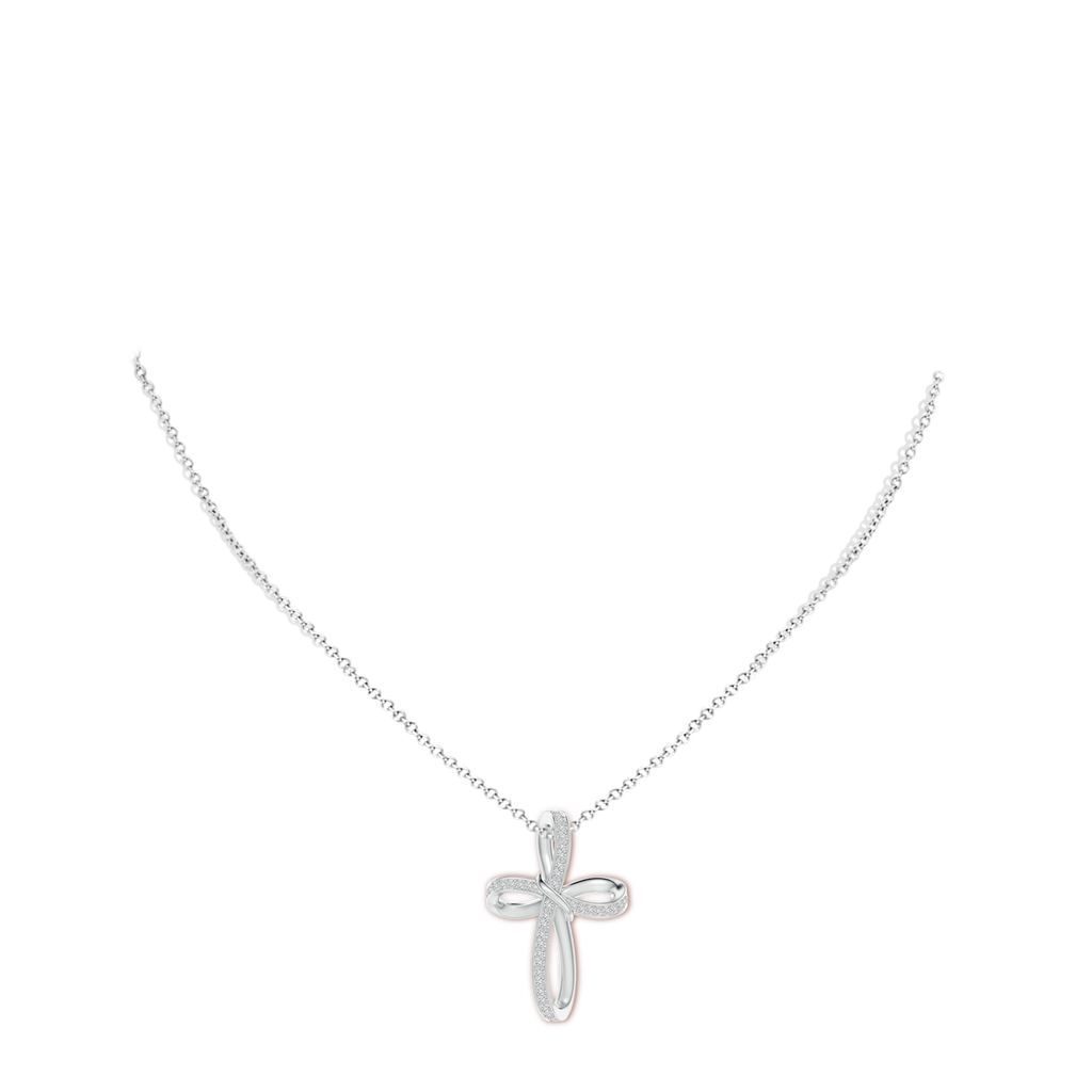 1.05mm HSI2 Pave-Set Diamond Infinity Cross Pendant in White Gold Body-Neck