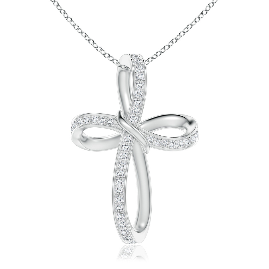 1.15mm GVS2 Pave-Set Diamond Infinity Cross Pendant in White Gold 