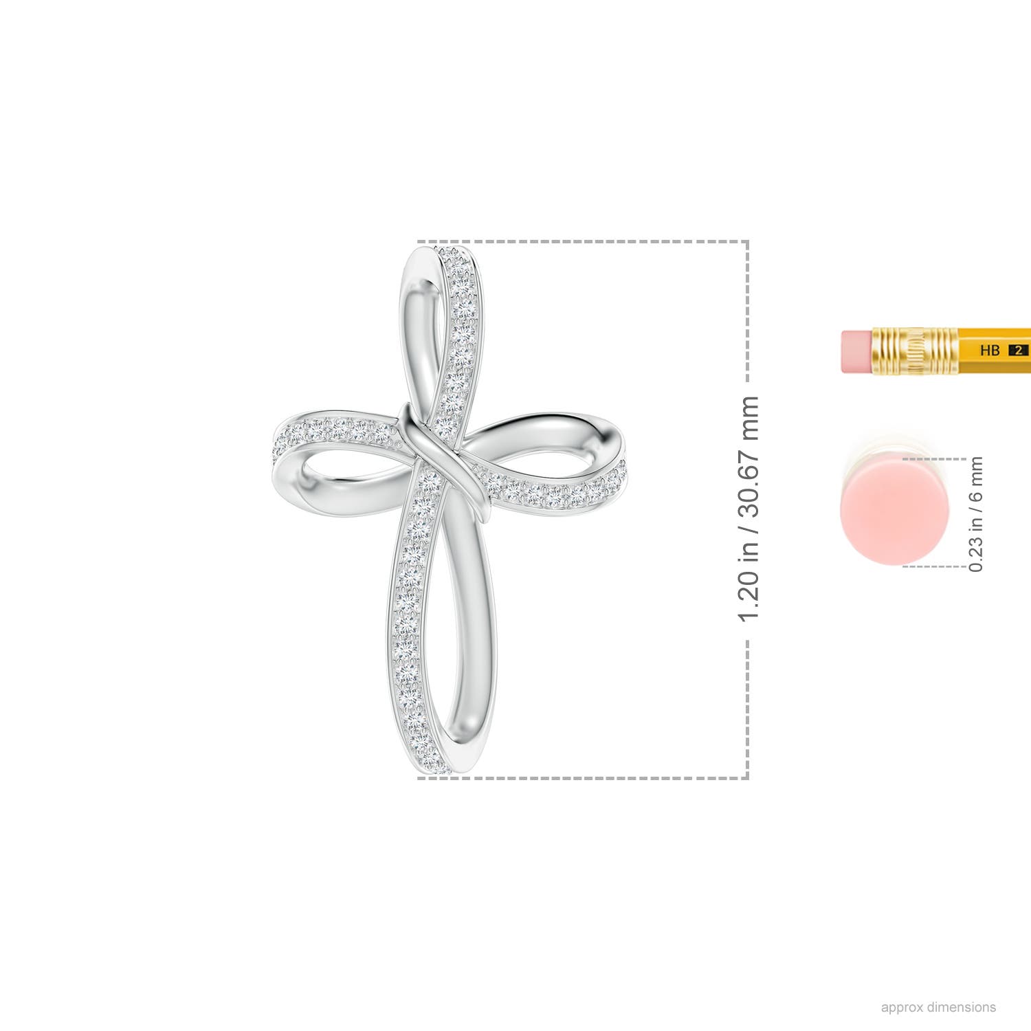 1.15mm GVS2 Pave-Set Diamond Infinity Cross Pendant in White Gold - ruler