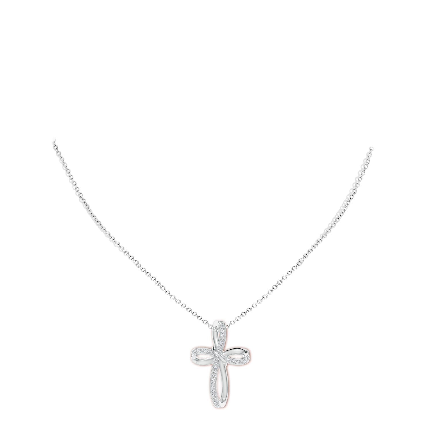 1.15mm GVS2 Pave-Set Diamond Infinity Cross Pendant in White Gold - body_neck