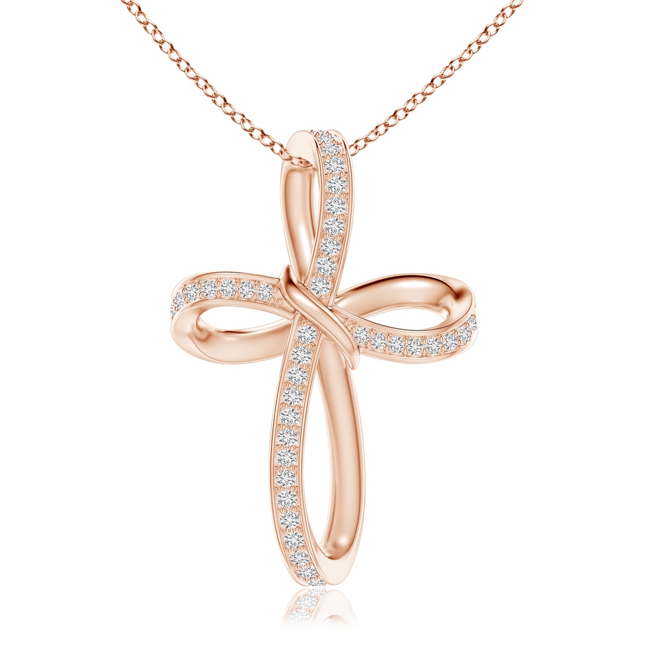 1.15mm HSI2 Pave-Set Diamond Infinity Cross Pendant in Rose Gold 