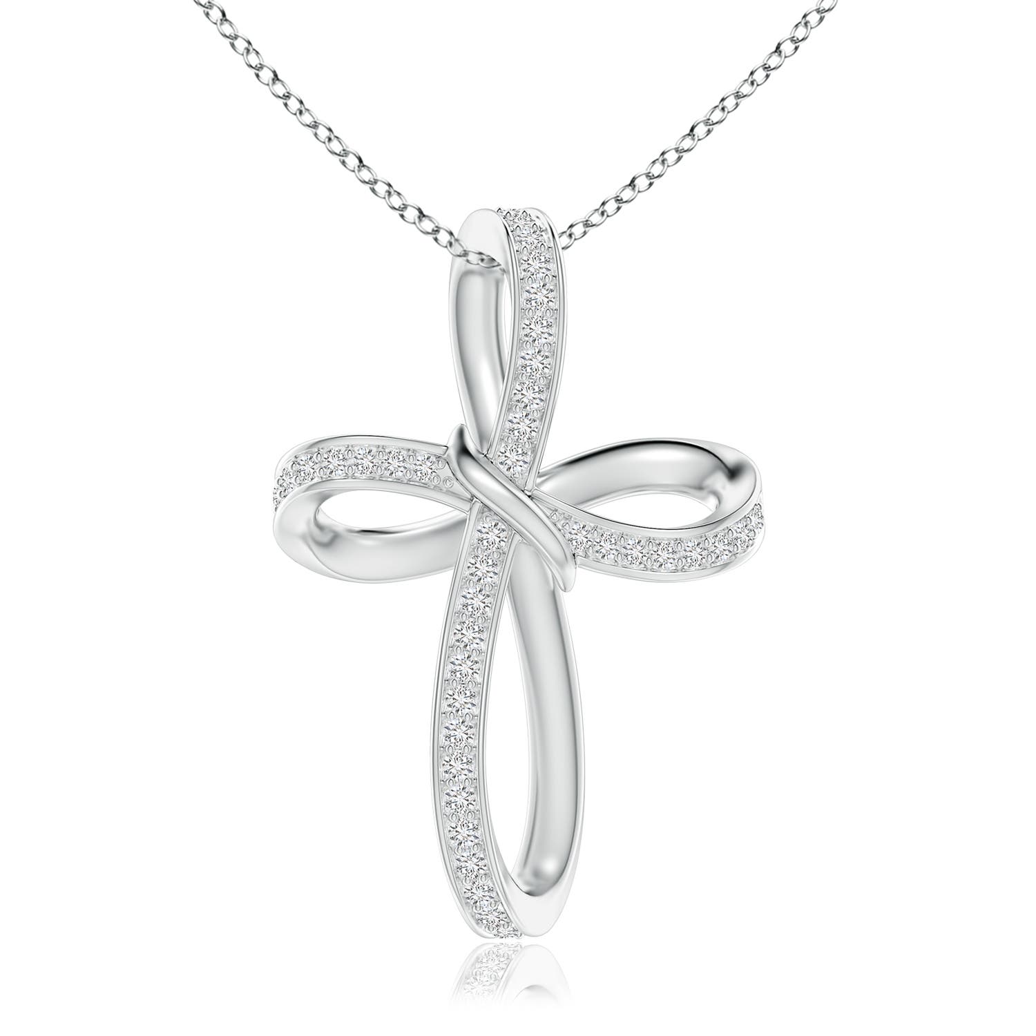 1.15mm HSI2 Pave-Set Diamond Infinity Cross Pendant in White Gold