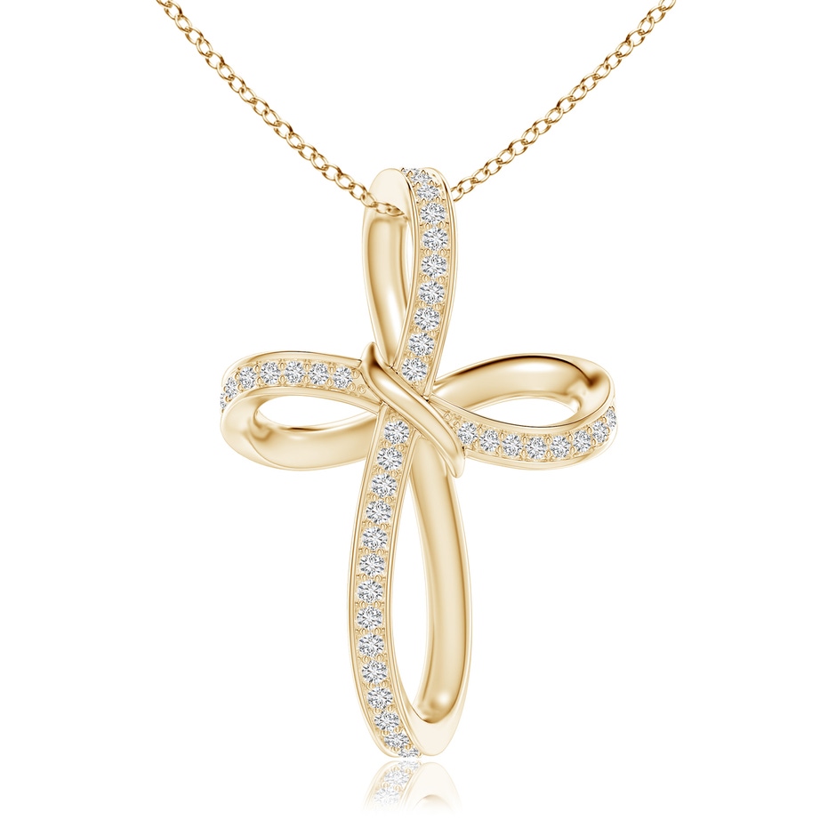 1.15mm HSI2 Pave-Set Diamond Infinity Cross Pendant in Yellow Gold 