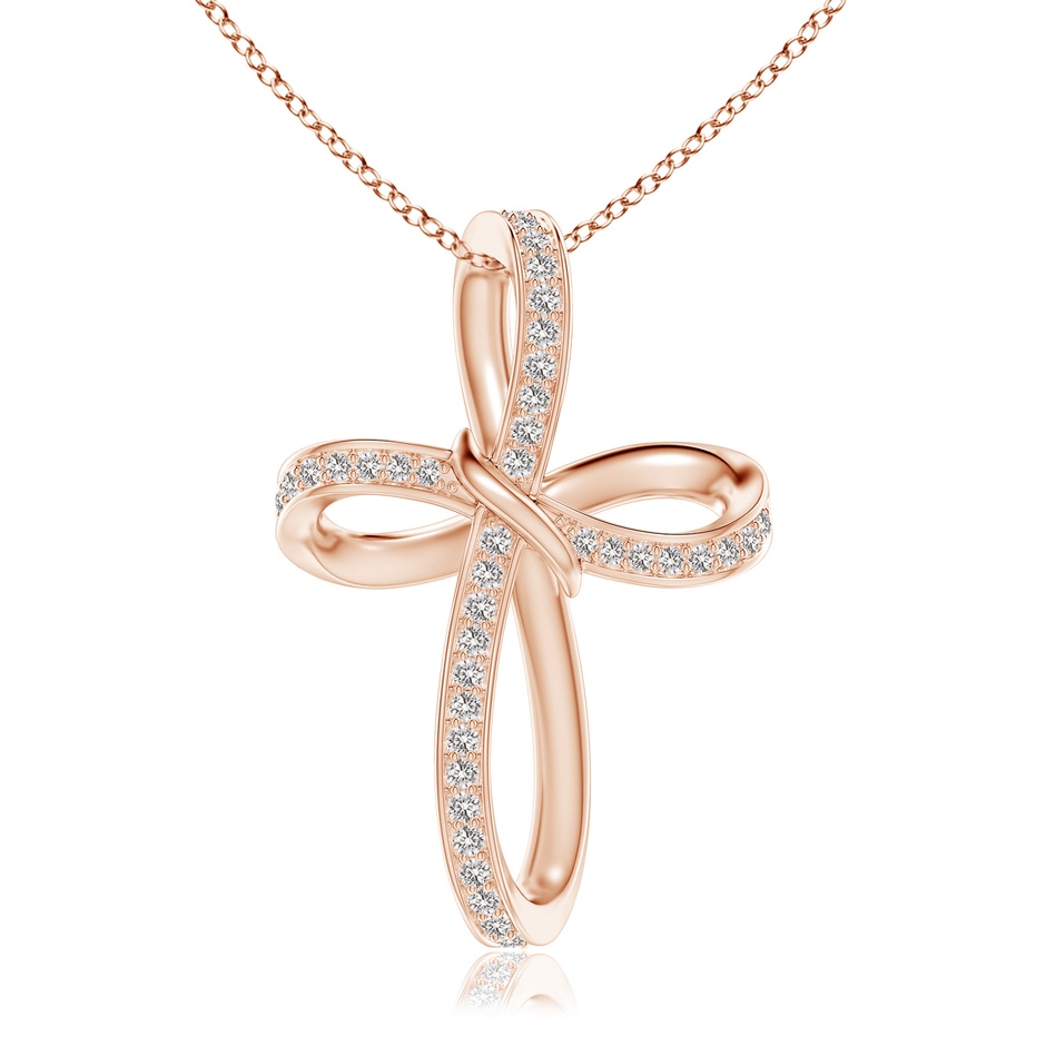 1.15mm IJI1I2 Pave-Set Diamond Infinity Cross Pendant in Rose Gold 