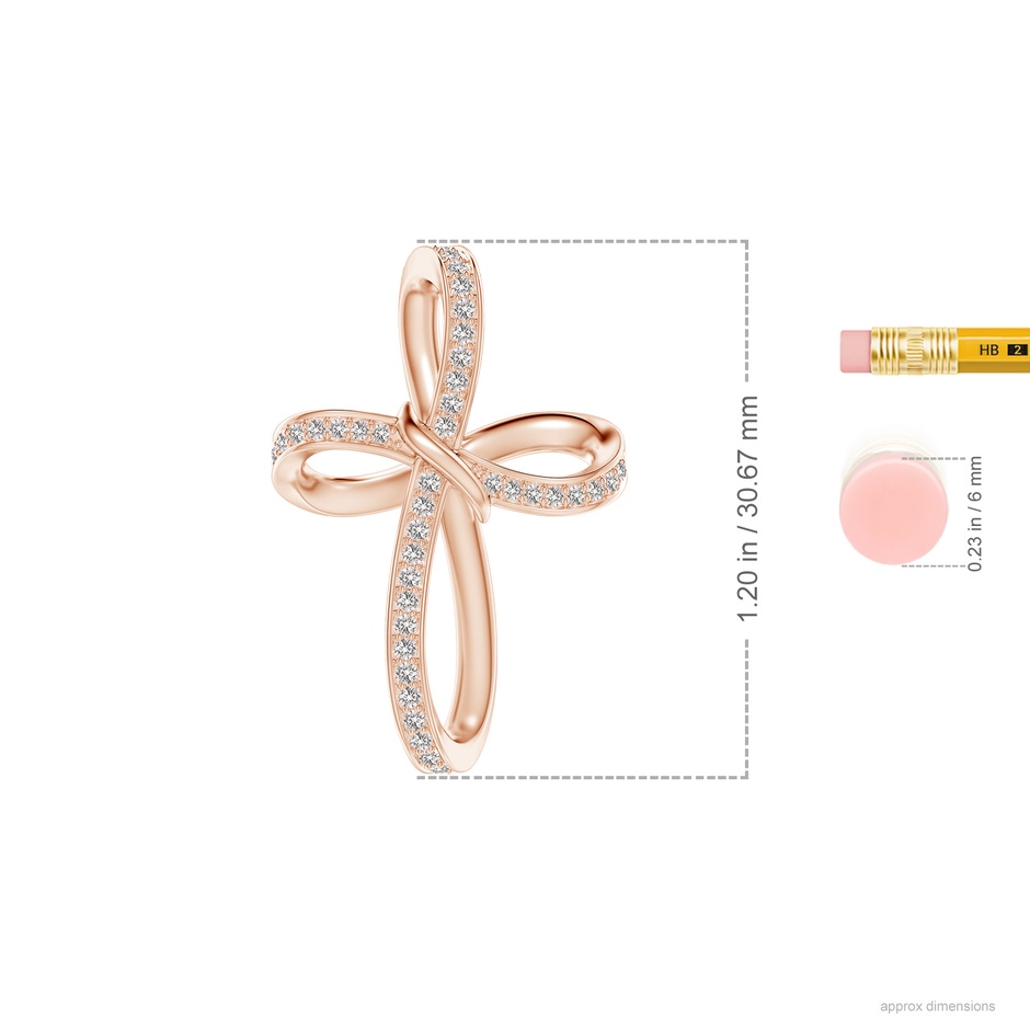1.15mm IJI1I2 Pave-Set Diamond Infinity Cross Pendant in Rose Gold ruler