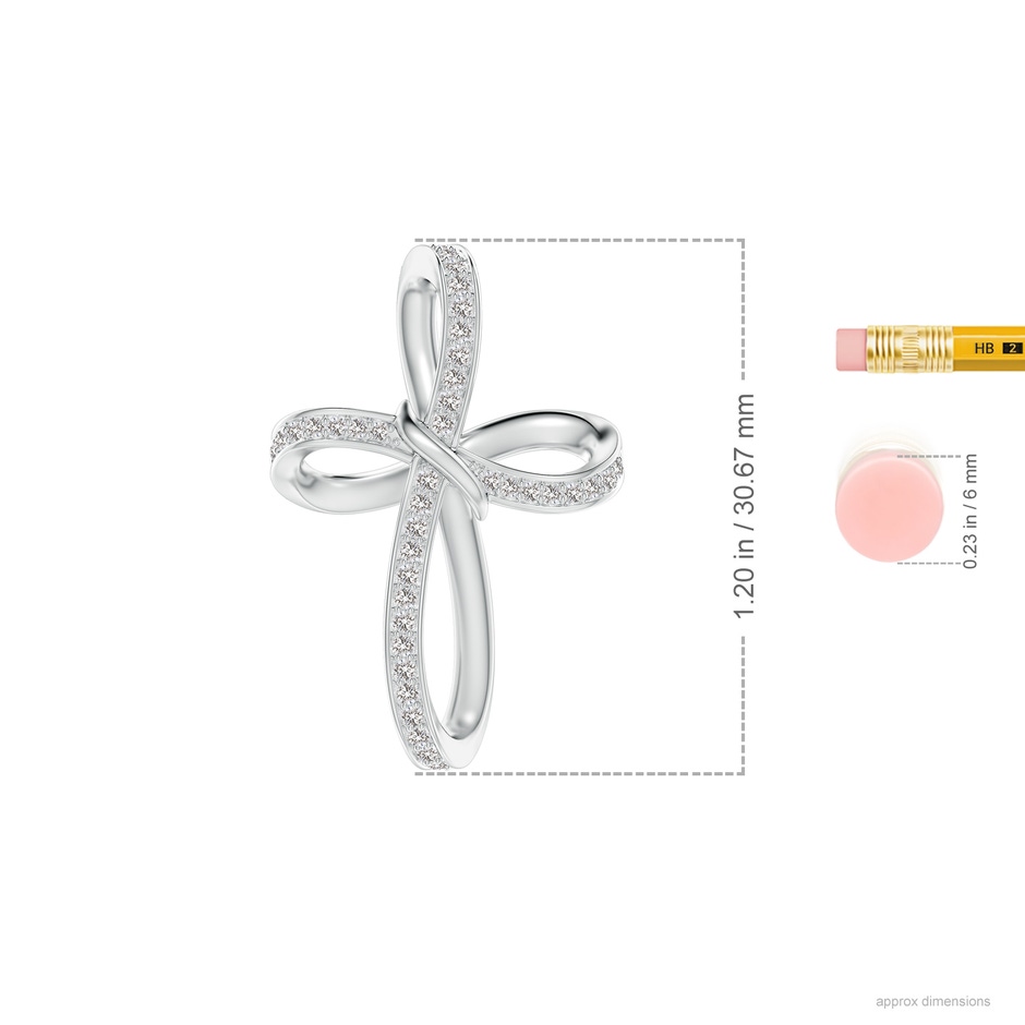 1.15mm IJI1I2 Pave-Set Diamond Infinity Cross Pendant in White Gold ruler
