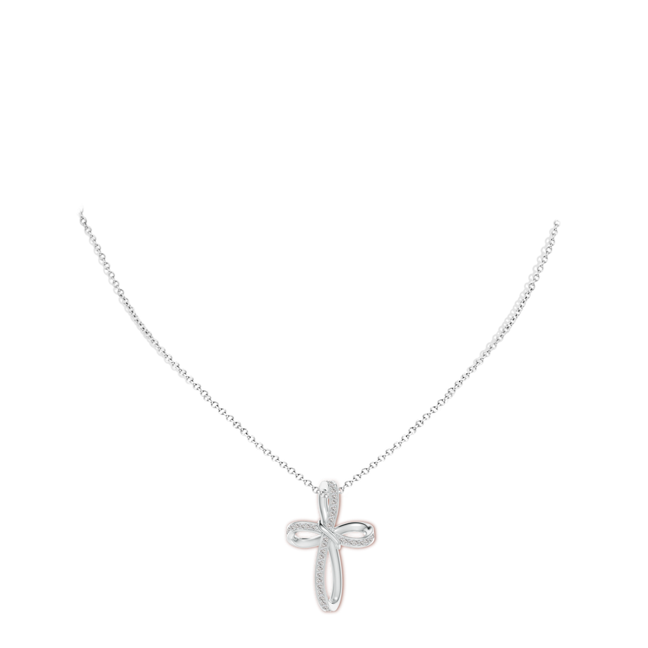 1.15mm IJI1I2 Pave-Set Diamond Infinity Cross Pendant in White Gold body-neck