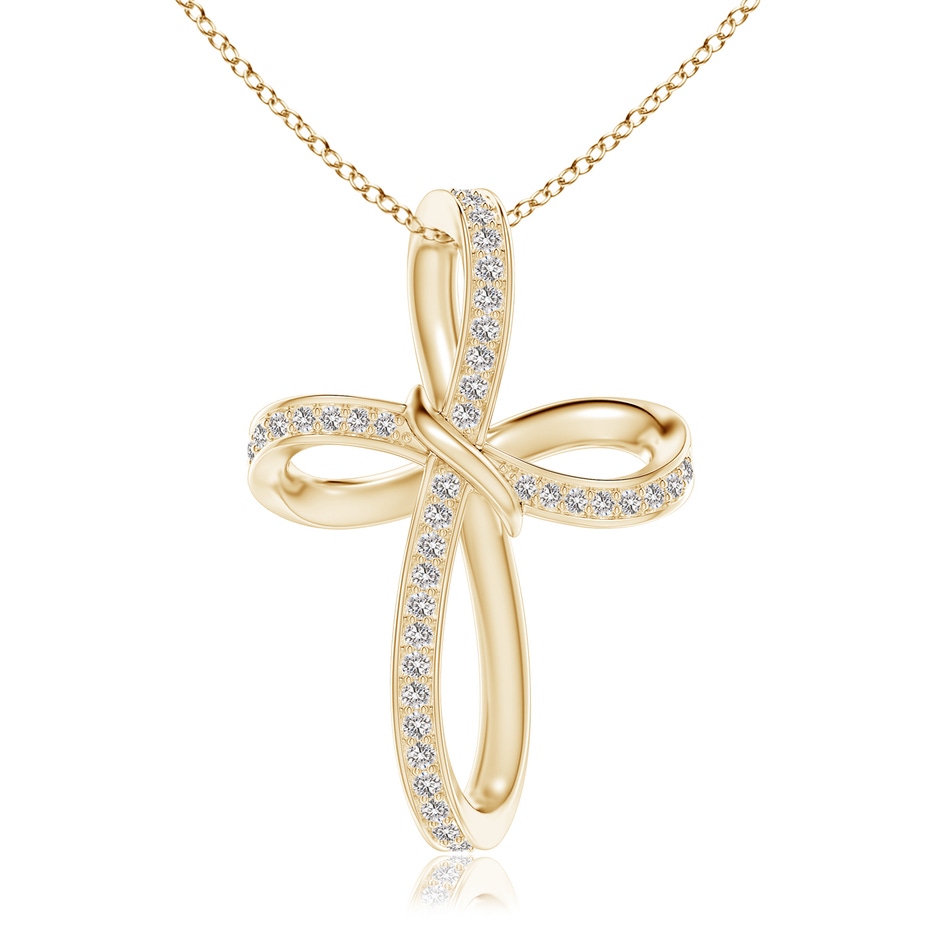1.15mm IJI1I2 Pave-Set Diamond Infinity Cross Pendant in Yellow Gold 