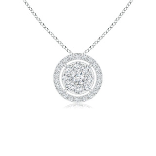 2.5mm GVS2 Floating Round Clustre Diamond Halo Pendant in White Gold