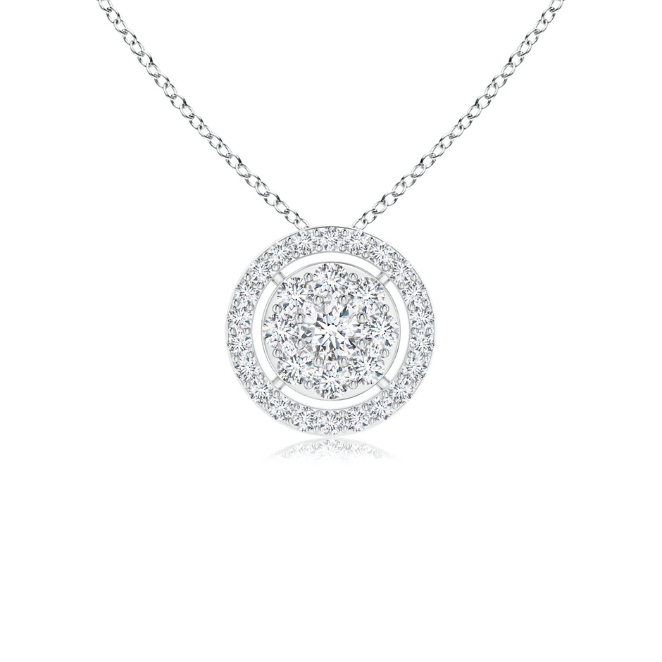 2.5mm GVS2 Floating Round Clustre Diamond Halo Pendant in White Gold 