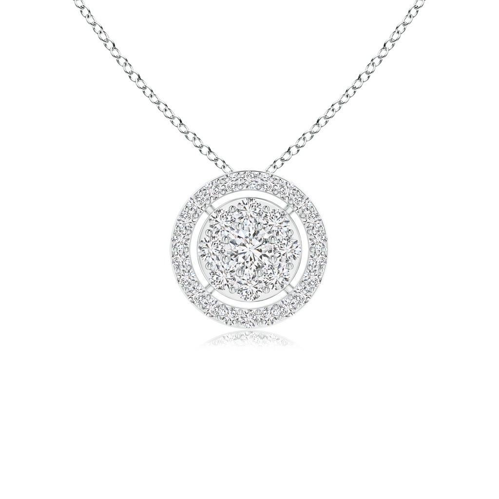 2.5mm HSI2 Floating Round Clustre Diamond Halo Pendant in White Gold 