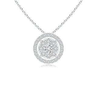 2.5mm HSI2 Floating Round Clustre Diamond Halo Pendant in White Gold