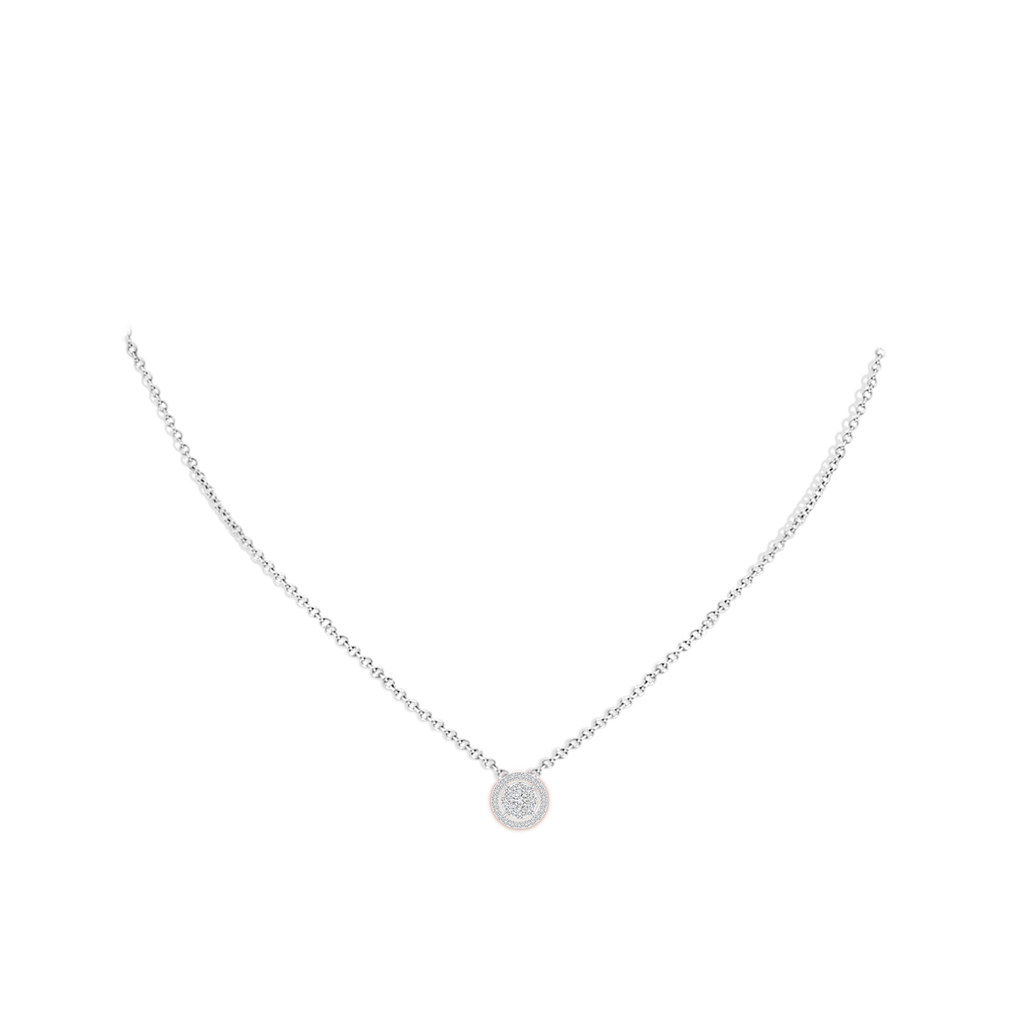 2.5mm HSI2 Floating Round Clustre Diamond Halo Pendant in White Gold Body-Neck