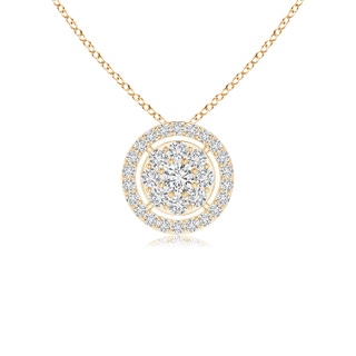 2.5mm HSI2 Floating Round Clustre Diamond Halo Pendant in Yellow Gold