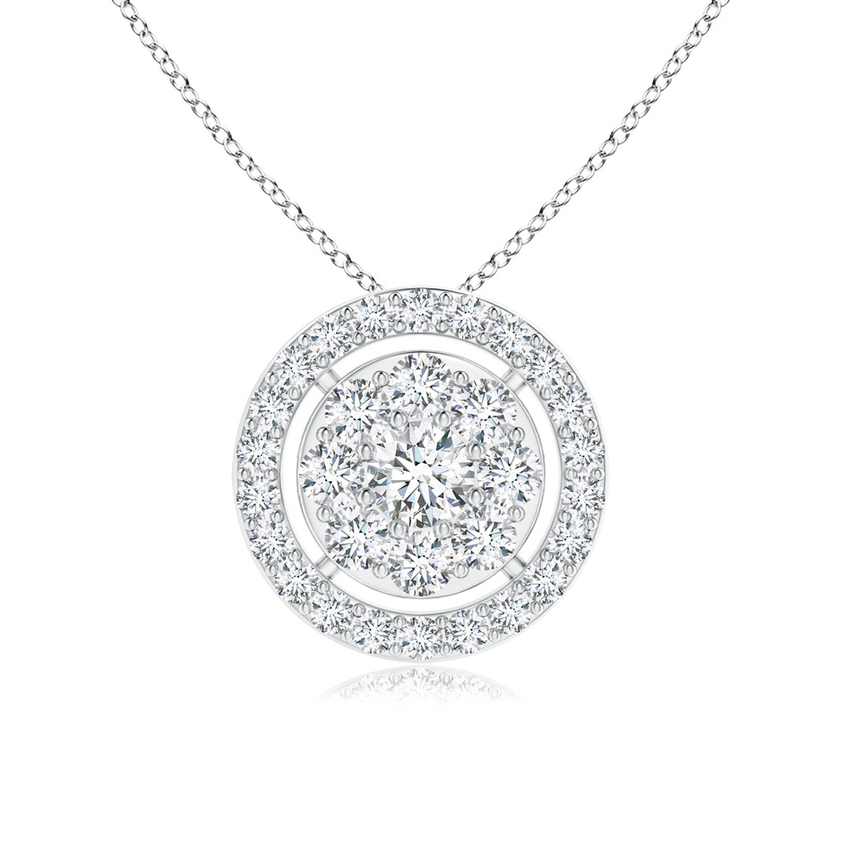 3.5mm GVS2 Floating Round Clustre Diamond Halo Pendant in White Gold 