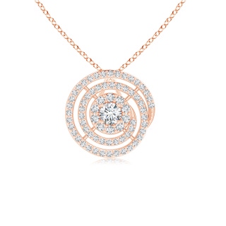 2.8mm GVS2 Round Floating Diamond Halo Spiral Circle Pendant in Rose Gold