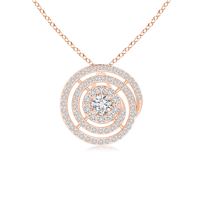2.8mm HSI2 Round Floating Diamond Halo Spiral Circle Pendant in Rose Gold 