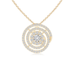 2.8mm HSI2 Round Floating Diamond Halo Spiral Circle Pendant in Yellow Gold