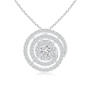 3.3mm HSI2 Round Floating Diamond Halo Spiral Circle Pendant in White Gold