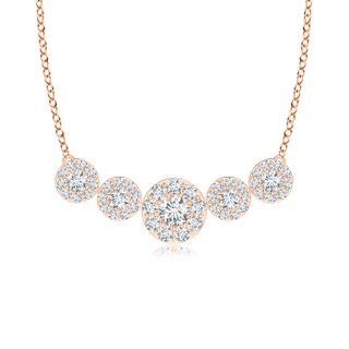 3.8mm GVS2 Graduated Five Stone Diamond Halo Necklace in 9K Rose Gold