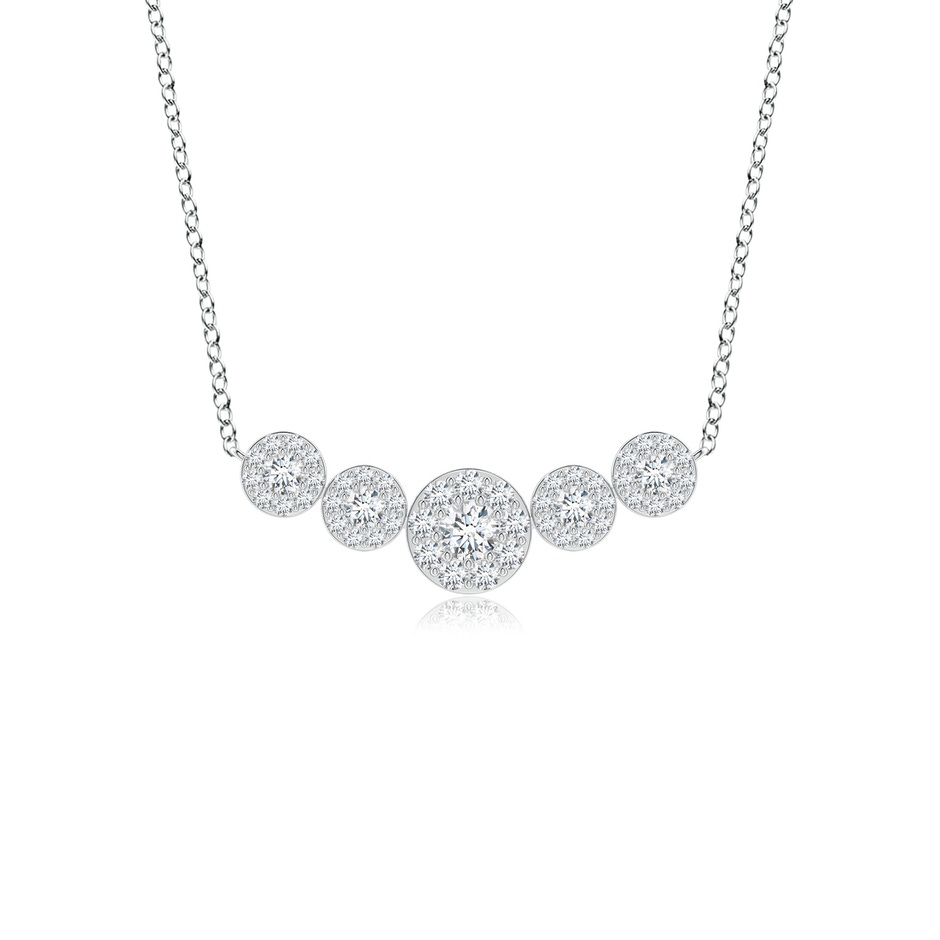 3.8mm GVS2 Graduated Five Stone Diamond Halo Necklace in P950 Platinum 