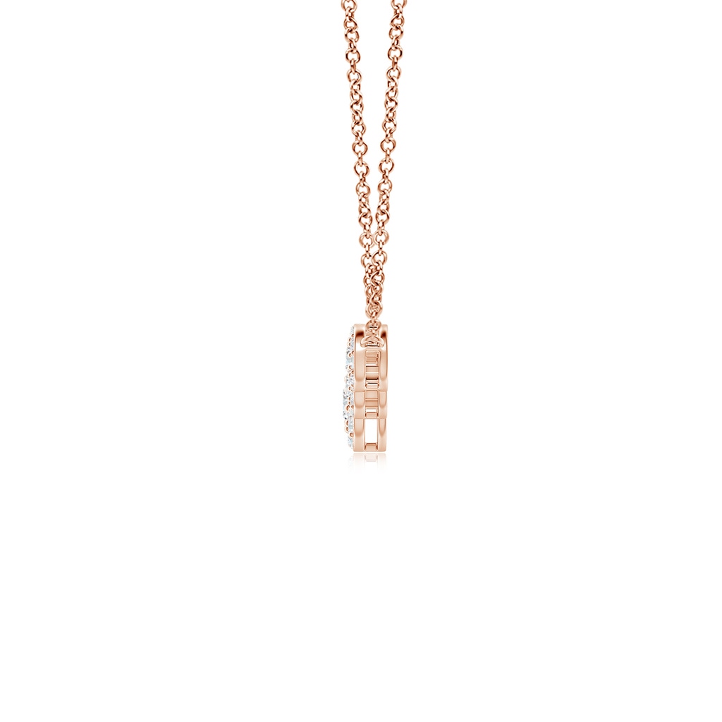 3.8mm GVS2 Graduated Five Stone Diamond Halo Necklace in Rose Gold Side-1
