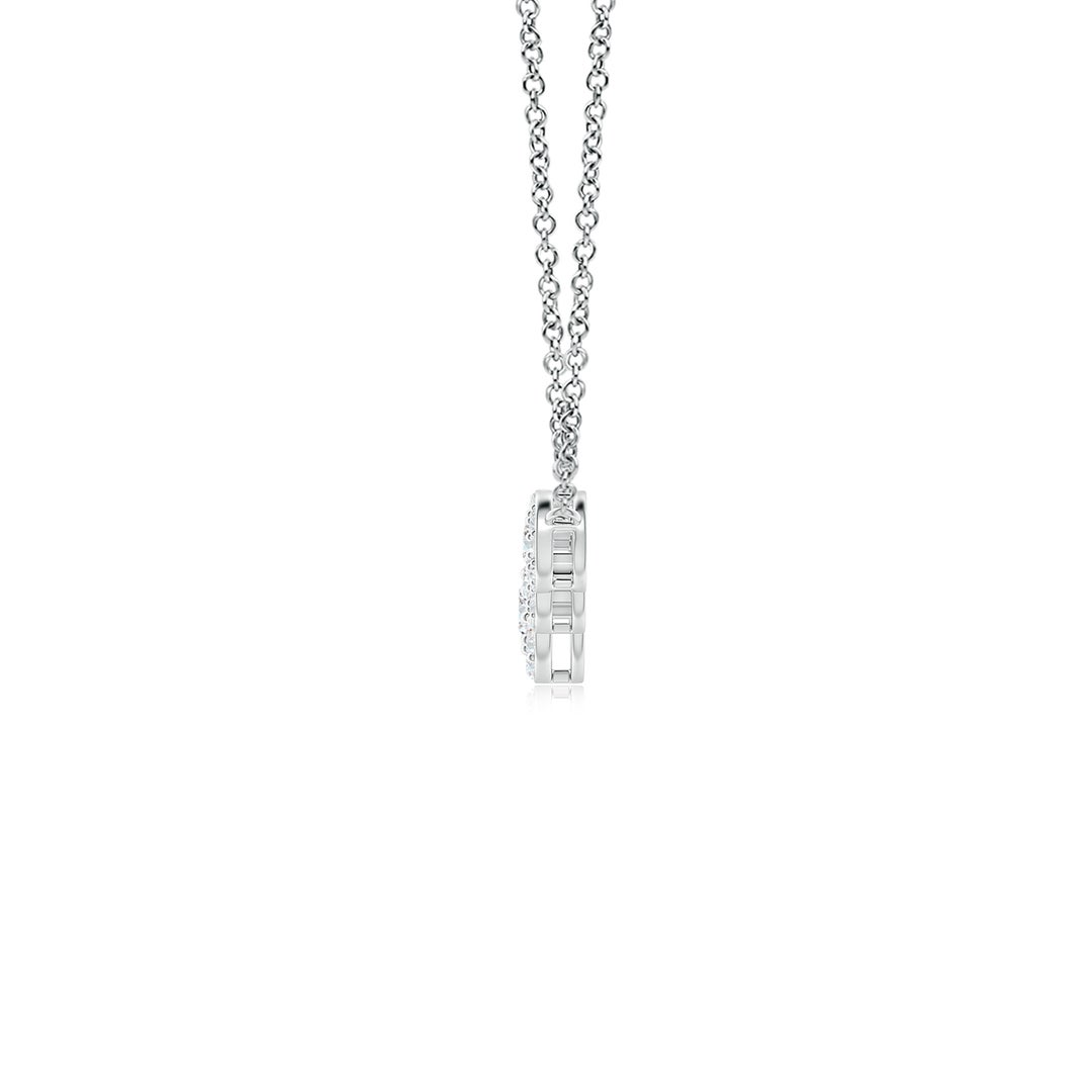 3.8mm GVS2 Graduated Five Stone Diamond Halo Necklace in White Gold - side 2