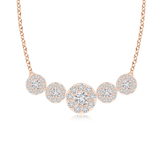 3.8mm HSI2 Graduated Five Stone Diamond Halo Necklace in 9K Rose Gold