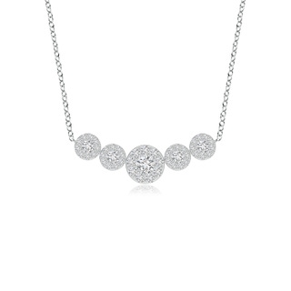 3.8mm HSI2 Graduated Five Stone Diamond Halo Necklace in P950 Platinum