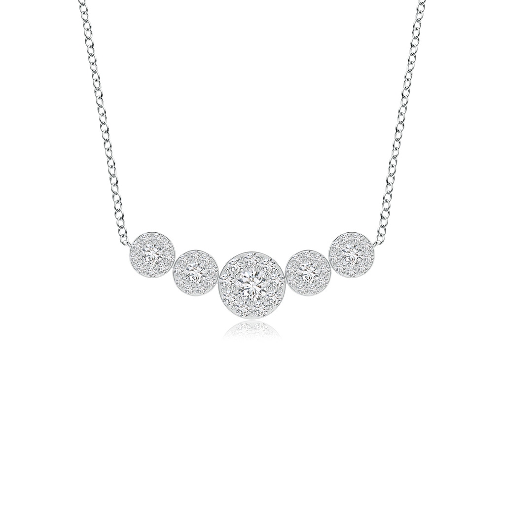 3.8mm HSI2 Graduated Five Stone Diamond Halo Necklace in White Gold