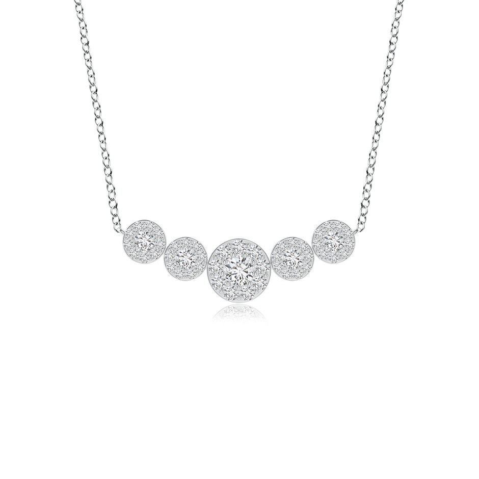 3.8mm HSI2 Graduated Five Stone Diamond Halo Necklace in White Gold 