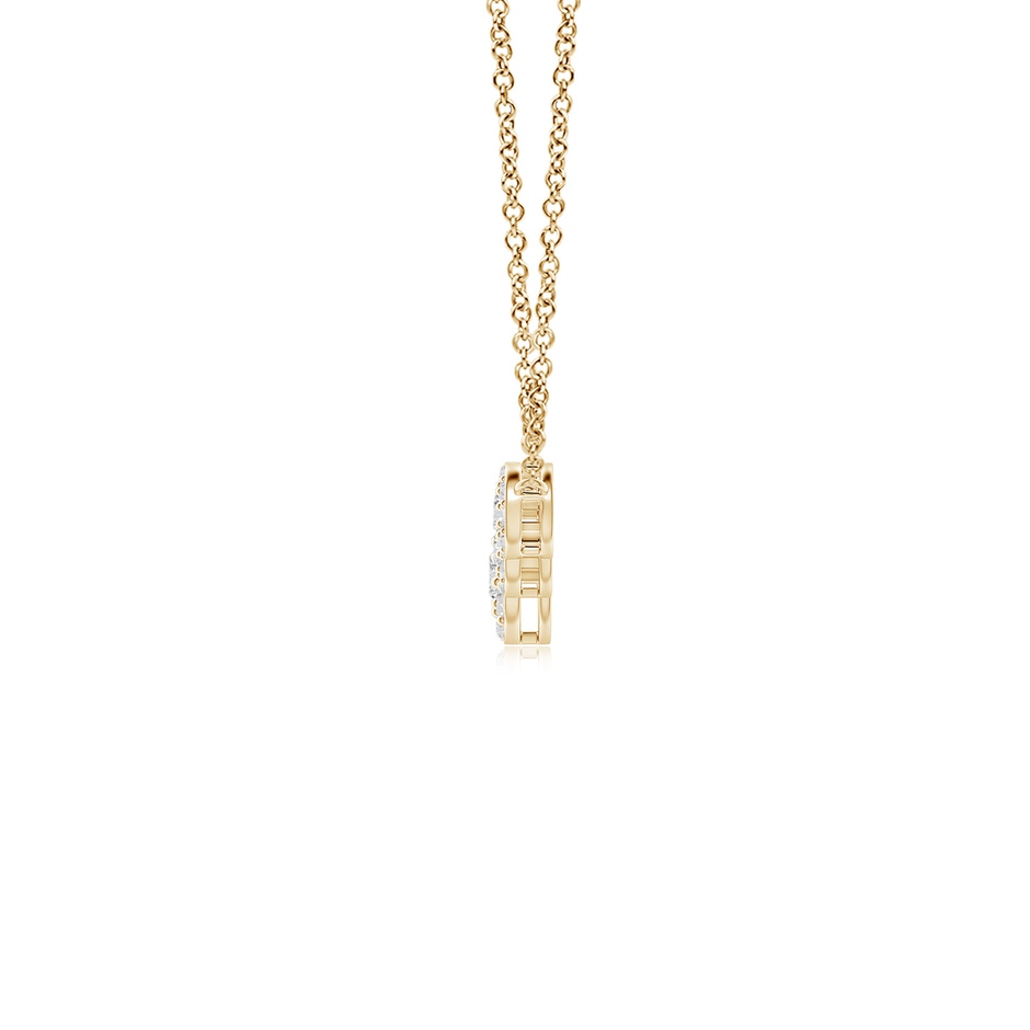3.8mm HSI2 Graduated Five Stone Diamond Halo Necklace in Yellow Gold side-1