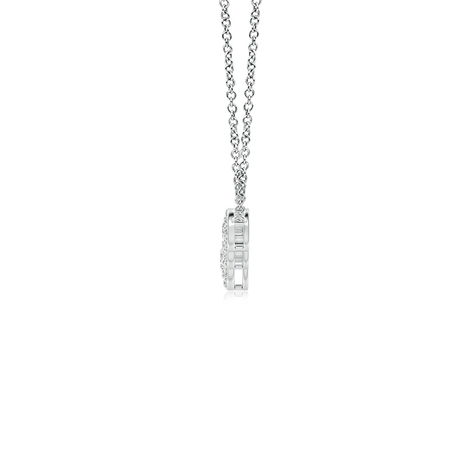 3.8mm KI3 Graduated Five Stone Diamond Halo Necklace in White Gold side-1