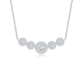 4.3mm GVS2 Graduated Five Stone Diamond Halo Necklace in P950 Platinum