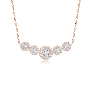 4.3mm GVS2 Graduated Five Stone Diamond Halo Necklace in Rose Gold
