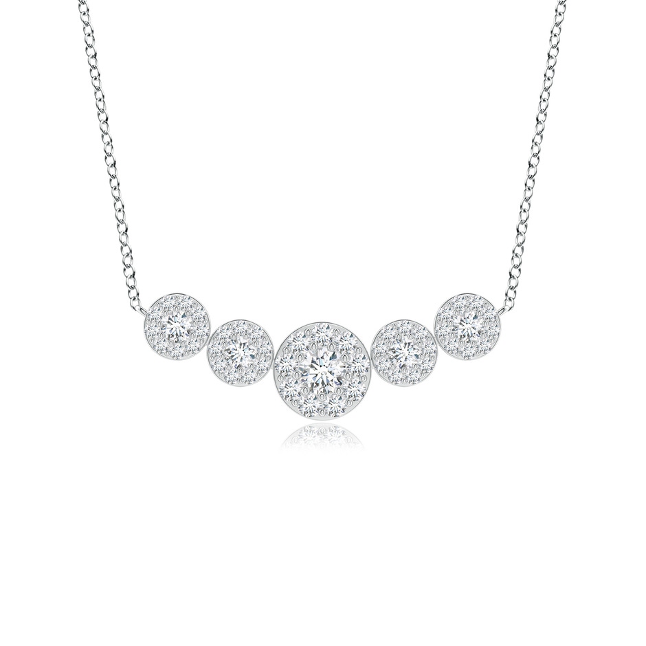 4.3mm GVS2 Graduated Five Stone Diamond Halo Necklace in White Gold 