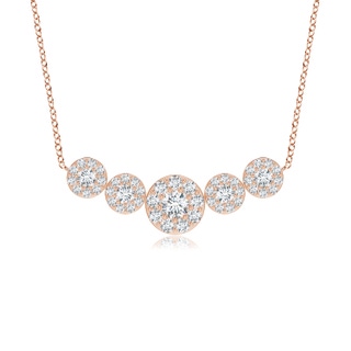 4.7mm GVS2 Graduated Five Stone Diamond Halo Necklace in Rose Gold